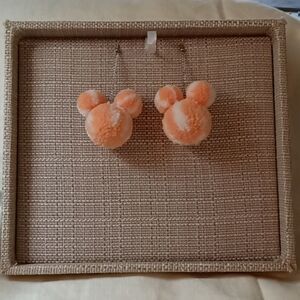 Orange pom pom (Mickey Mouse) earrings